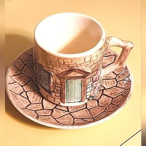 Vtg Crown Windsor Croft Cottage Handpainted Cup & Saucer